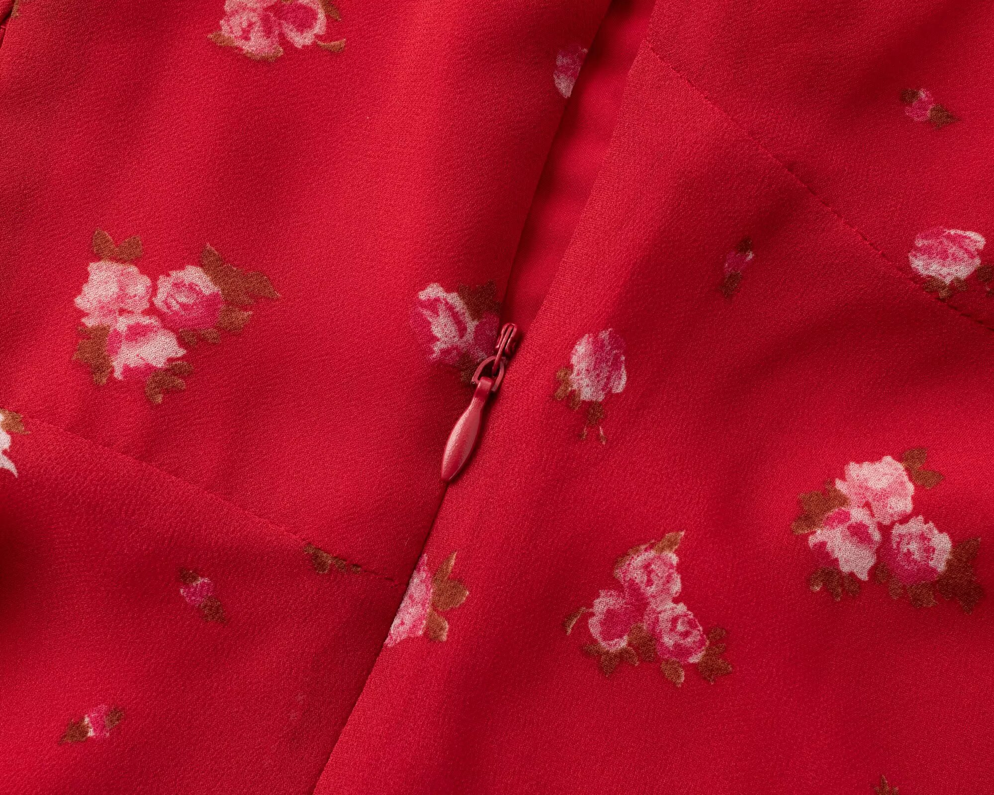 Spring Summer Cherry Red Printed Retro Hip Dress