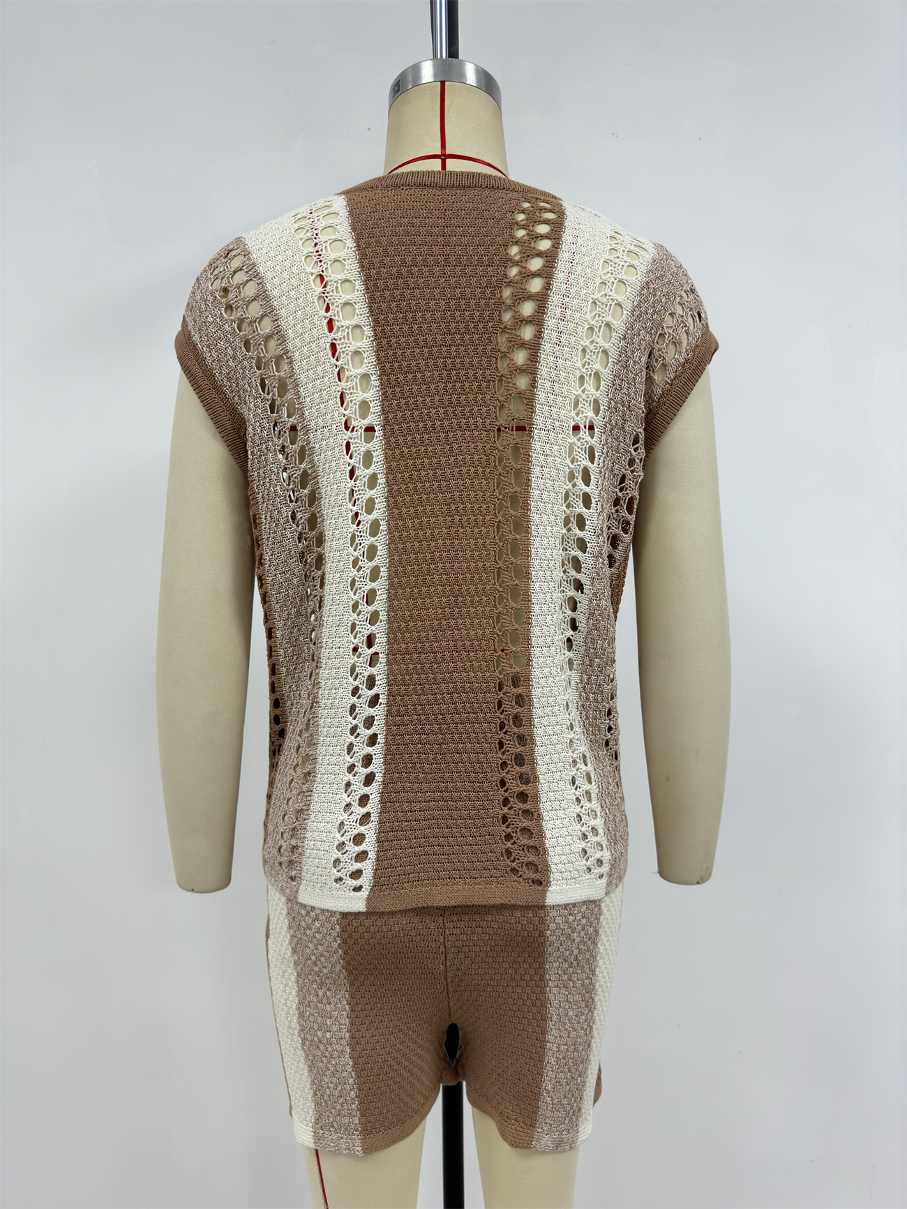 Summer Women Knitwear Clothes Casual Shorts V neck Two Piece Set