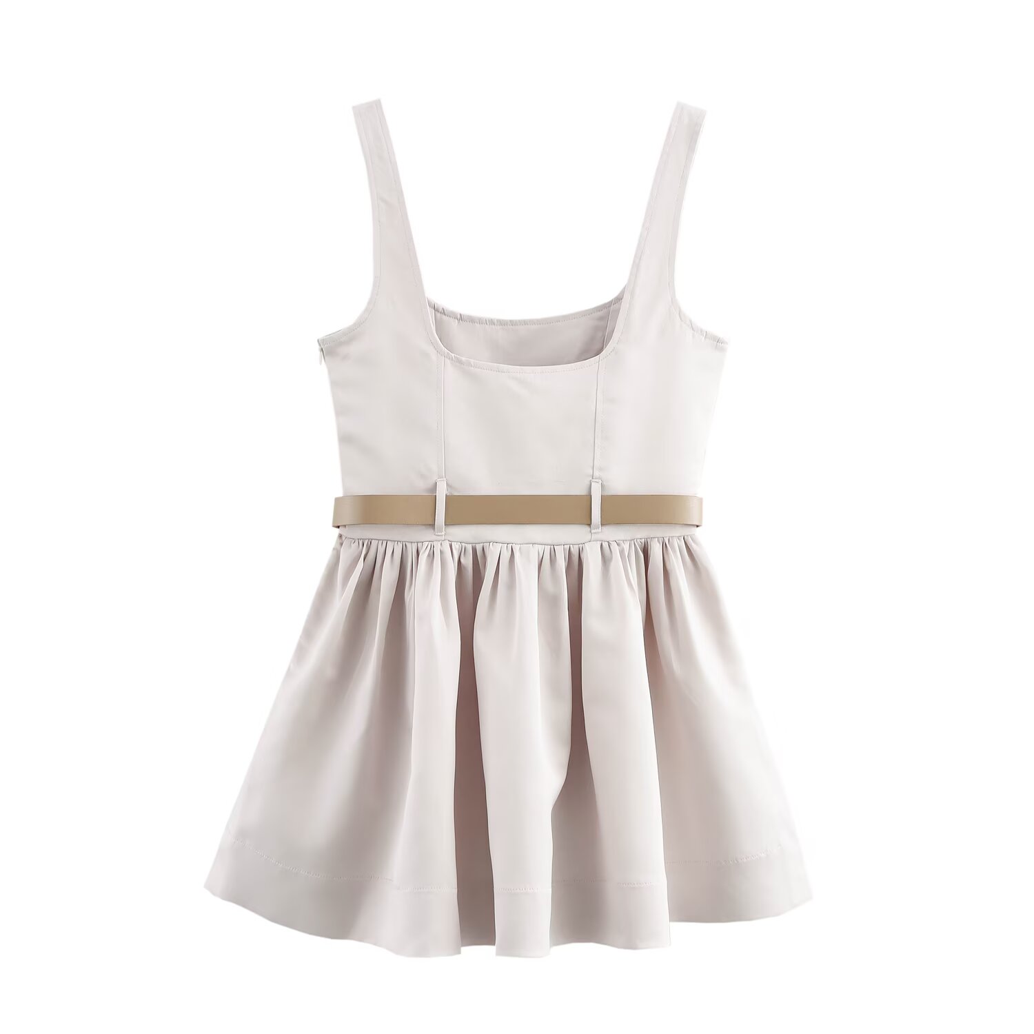 Women with Belt Slim Sleeveless Sling Short Dress