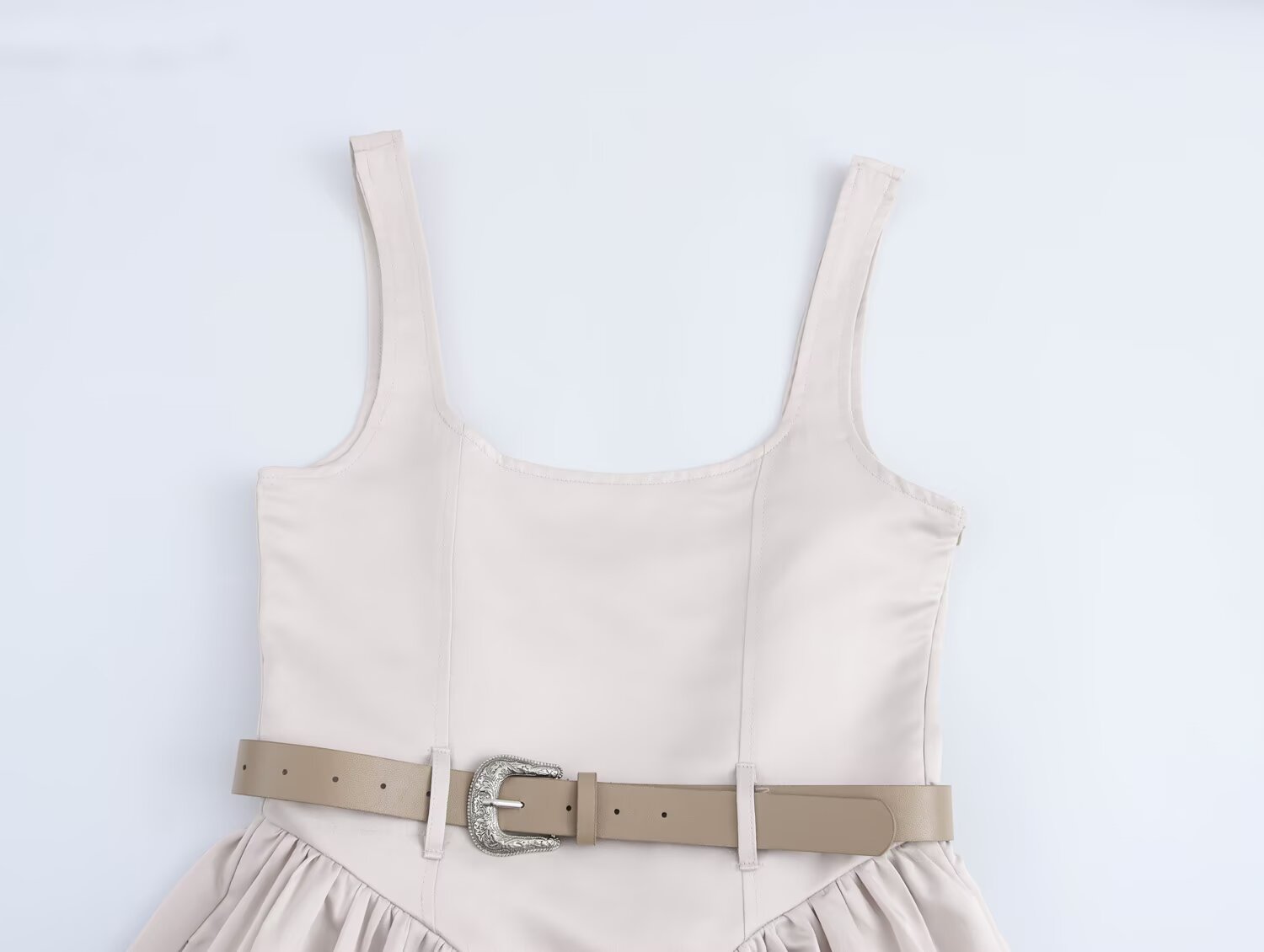 Women with Belt Slim Sleeveless Sling Short Dress