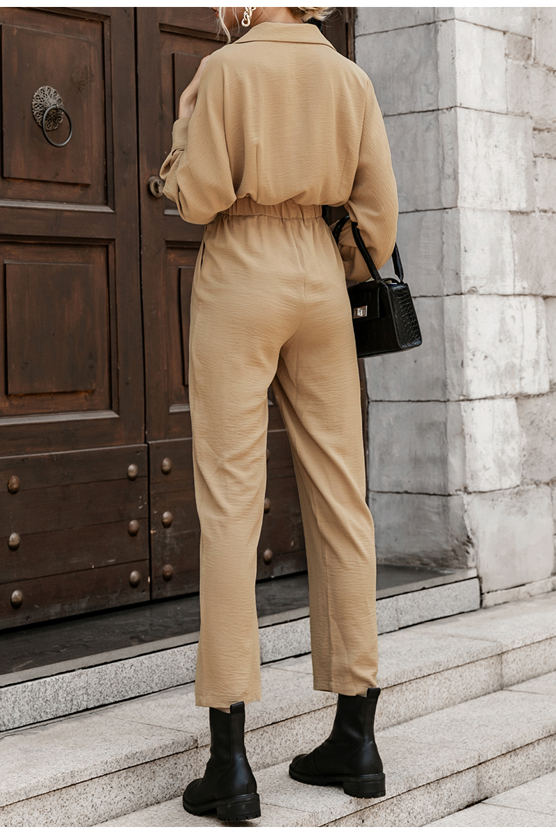 High Waist Khaki Long Sleeve Jumpsuit at Rs 4550.00 Jumpsuit ID