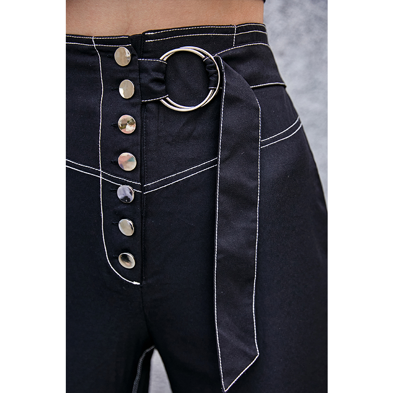 High Wasit Buttons Pocket Straight Trousers - Pants - Uniqistic.com