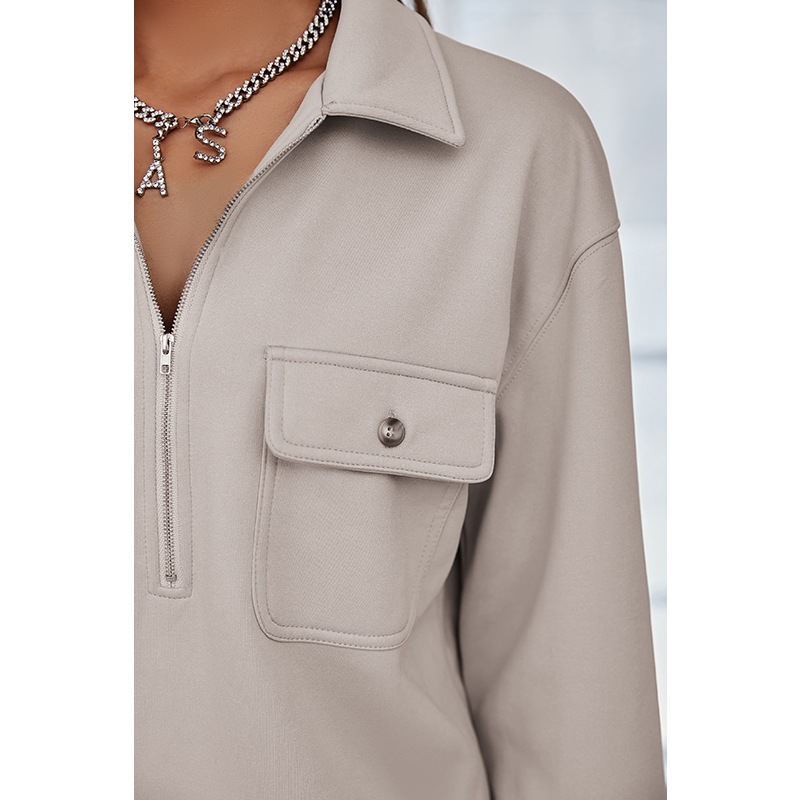 Long Sleeve Lapel Pocket Sweatshirt - Hoodies & Sweatshirts - Uniqistic.com