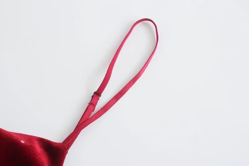 Winter Women Clothing Highlight Velvet Fold Split Suspender Dresses
