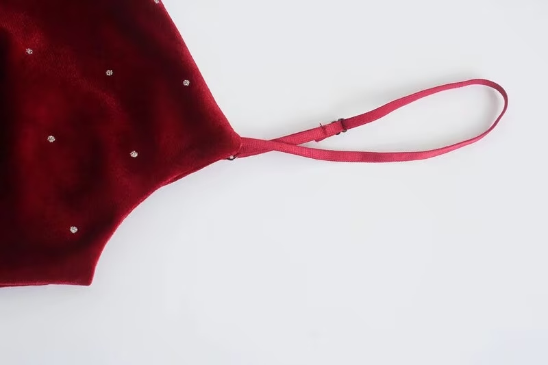 Winter Women Clothing Highlight Velvet Fold Split Suspender Dresses
