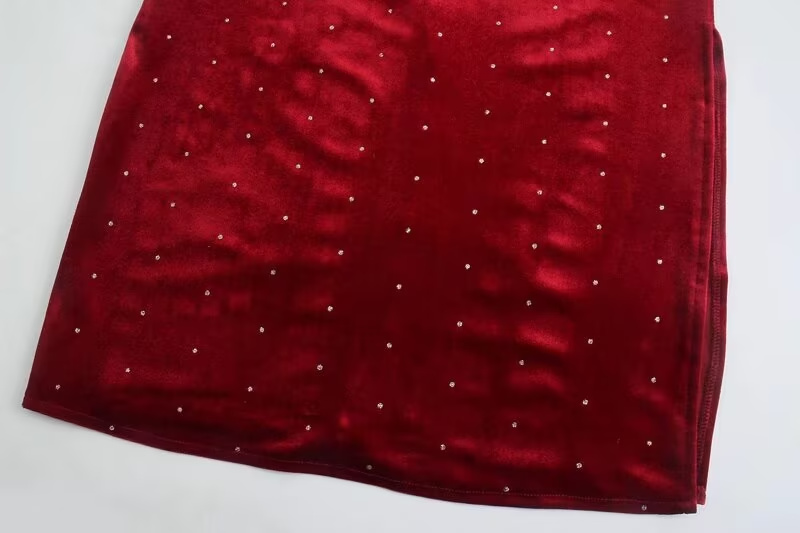 Winter Women Clothing Highlight Velvet Fold Split Suspender Dresses