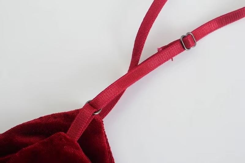 Winter Women Clothing Highlight Velvet Fold Split Suspender Dresses