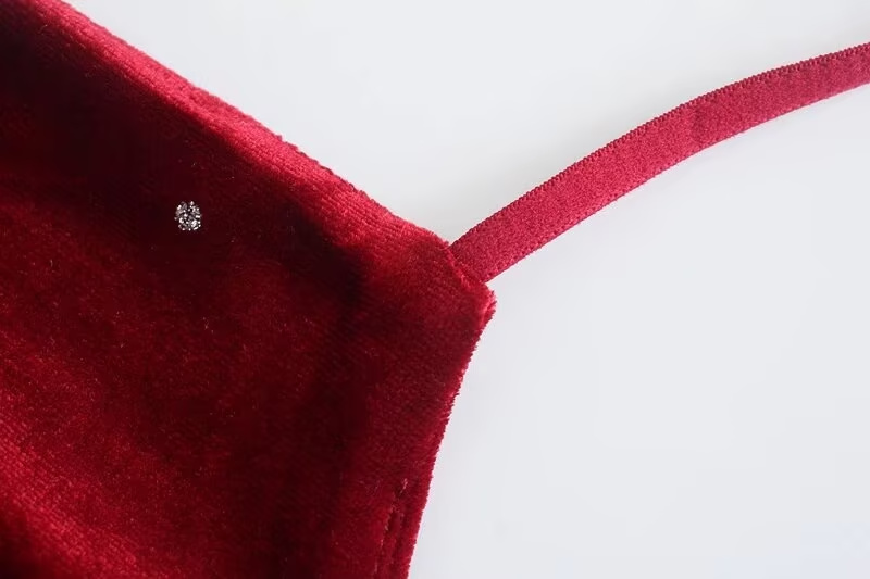 Winter Women Clothing Highlight Velvet Fold Split Suspender Dresses