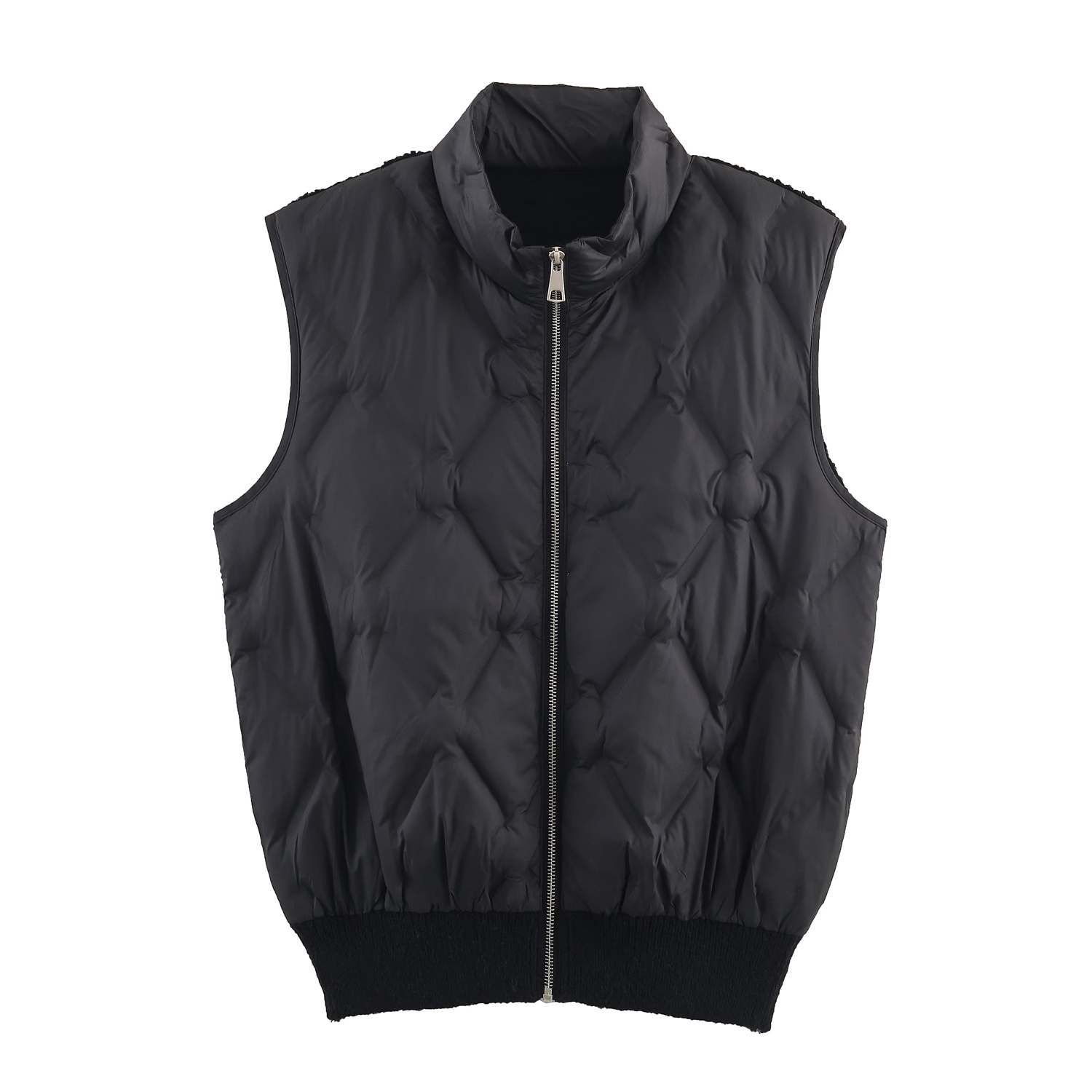 Winter Towel Needle Patchwork Stand up Collar Diamond Zipper Sleeveless Waistcoat Vest 15 Winter Towel Needle Patchwork Stand Up Collar Diamond Zipper Sleeveless Waistcoat Vest