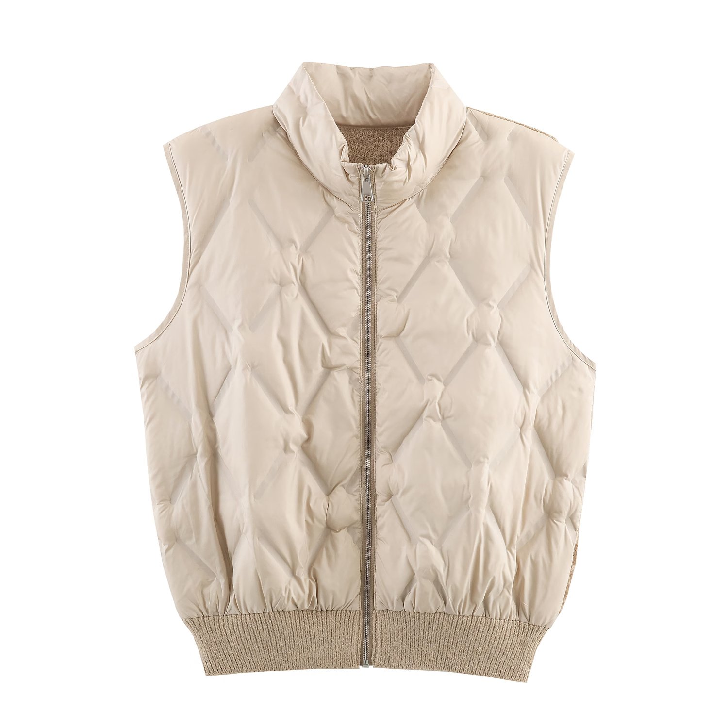 Winter Towel Needle Patchwork Stand up Collar Diamond Zipper Sleeveless Waistcoat Vest 16 Winter Towel Needle Patchwork Stand Up Collar Diamond Zipper Sleeveless Waistcoat Vest