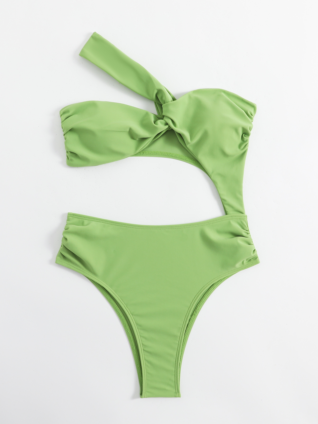 Solid Color Diagonal Shoulder Hollow Out Cutout One Shoulder Swimsuit - One Shoulder Swimsuit - Uniqistic.com