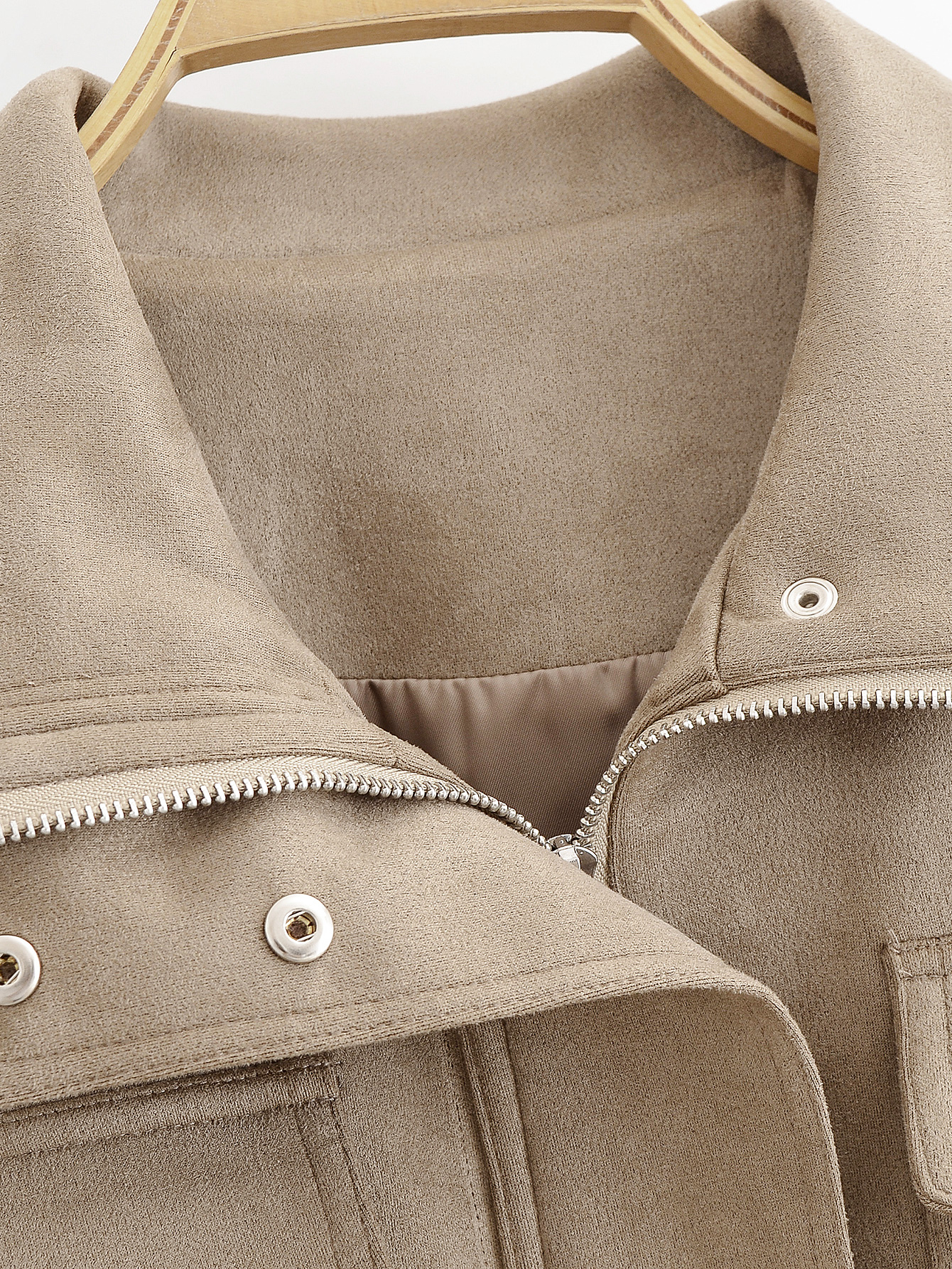 Suede Texture Pocket Decoration Faux Leather Varsity Jacket 20 Suede Texture Pocket Decoration Faux Leather Varsity Jacket