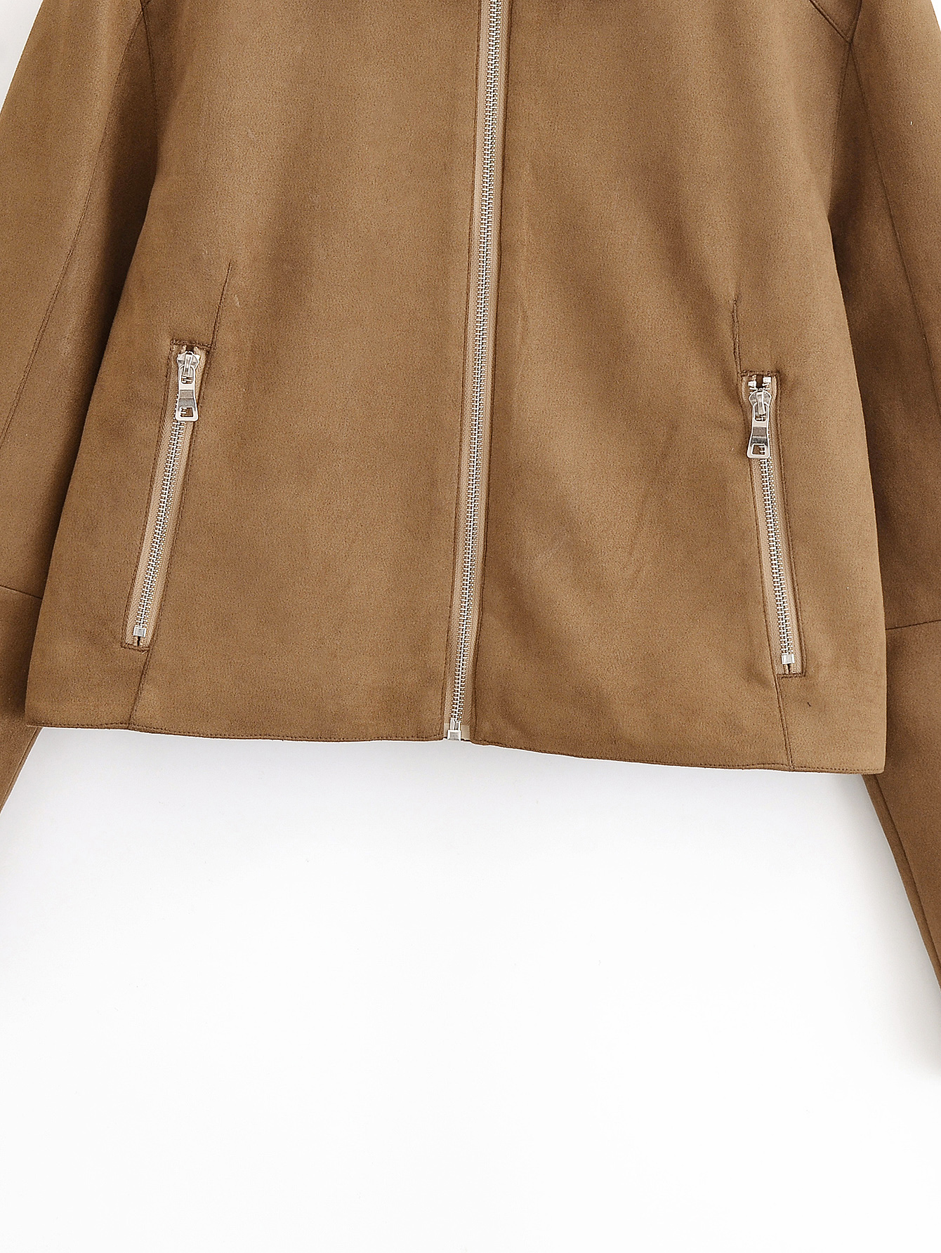 Personality Street All Match Suede Zipper Collared Coat 19 Personality Street All Match Suede Zipper Collared Coat