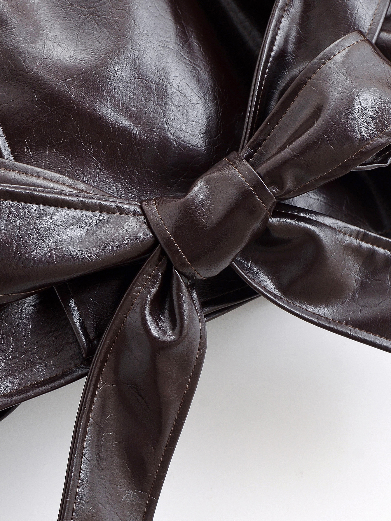 Leather Collared Long Sleeve Short Trench Coat 18 Leather Collared Long Sleeve Short Trench Coat