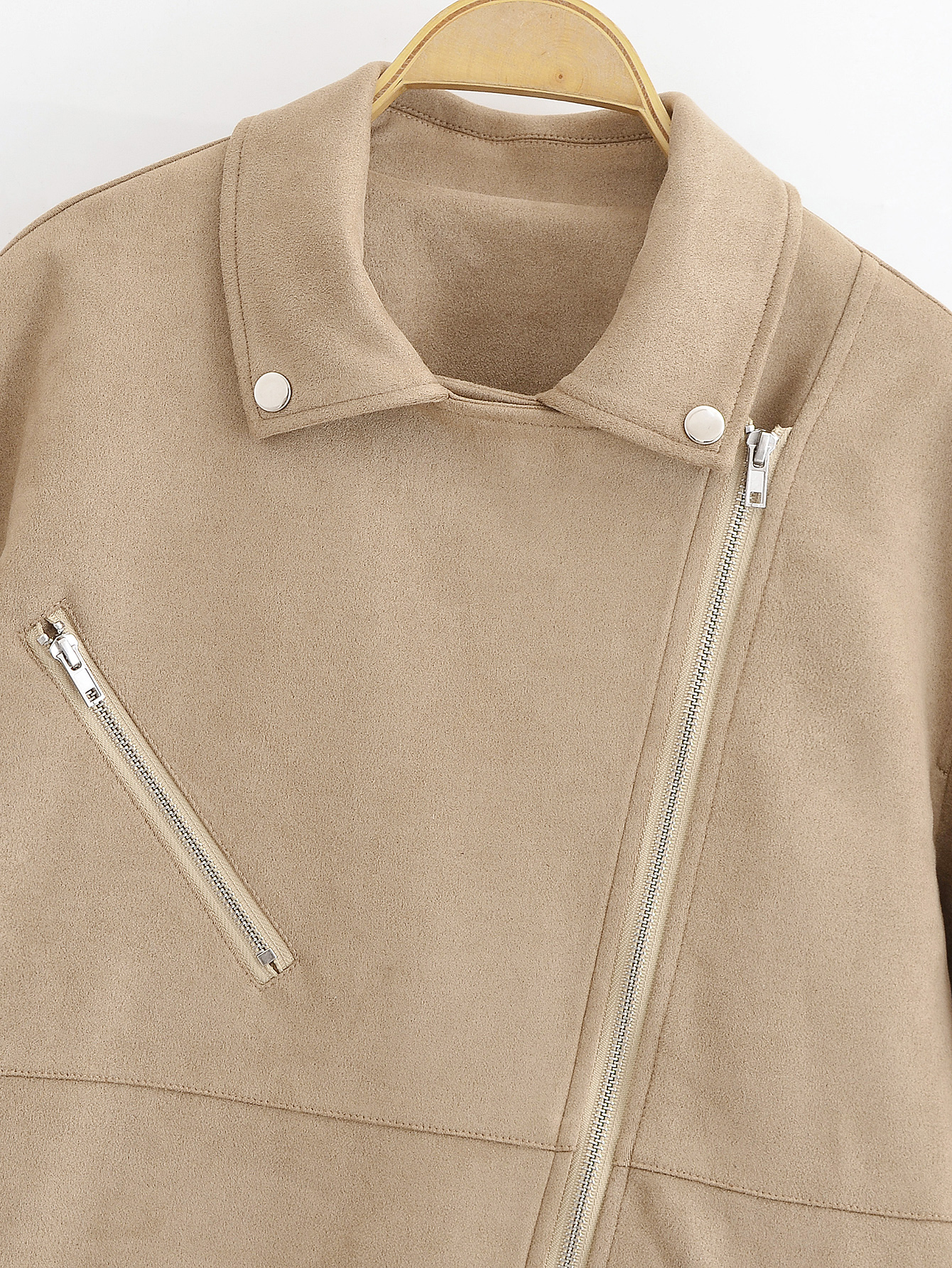 Elegant Suede Zipper Collared Motorcycle Jacket 20 Elegant Suede Zipper Collared Motorcycle Jacket
