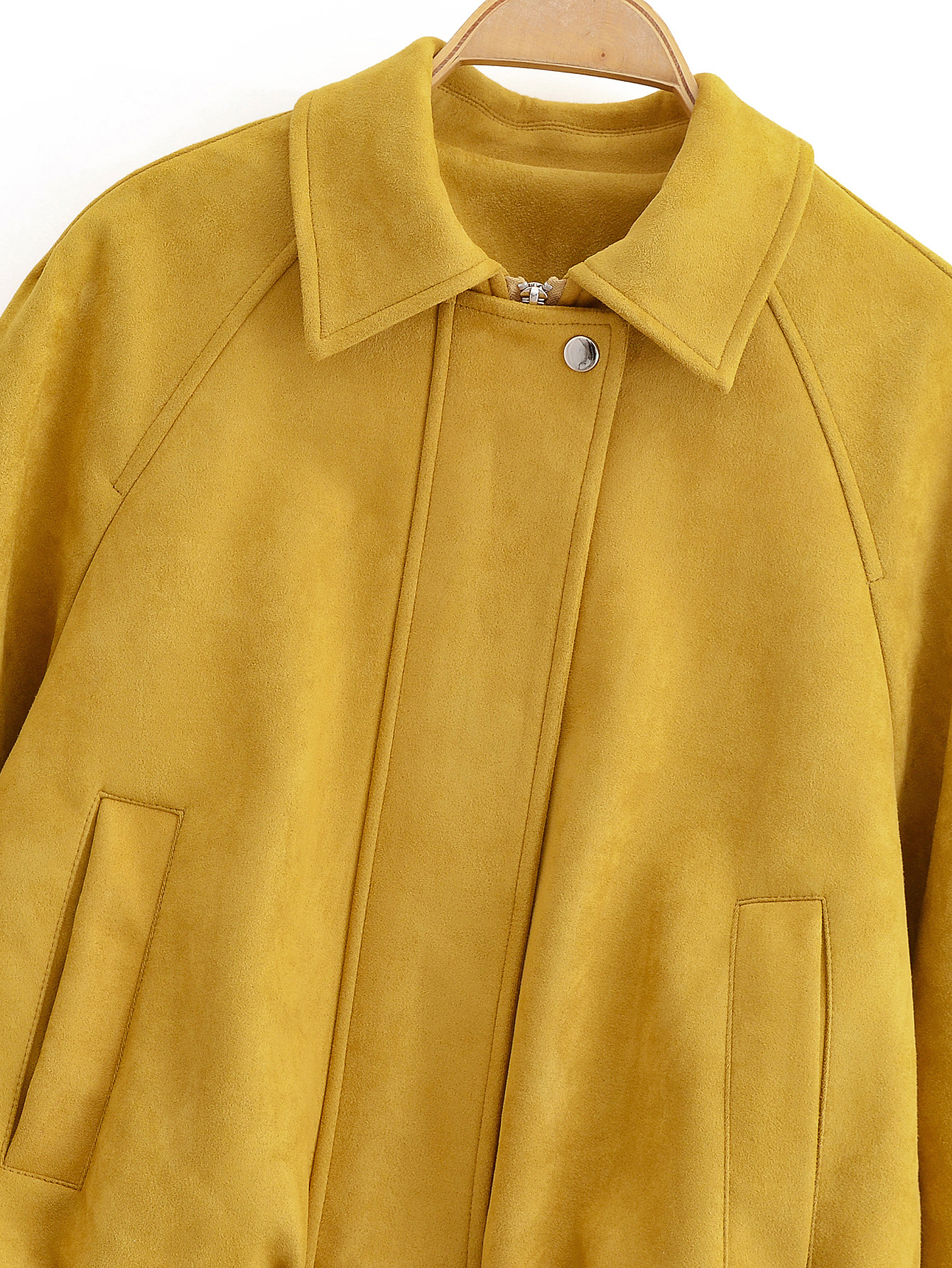 Elegant Suede Solid Color Polo Collar Bomber Jacket Coat 22 Elegant Suede Solid Color Polo Collar Bomber Jacket Coat