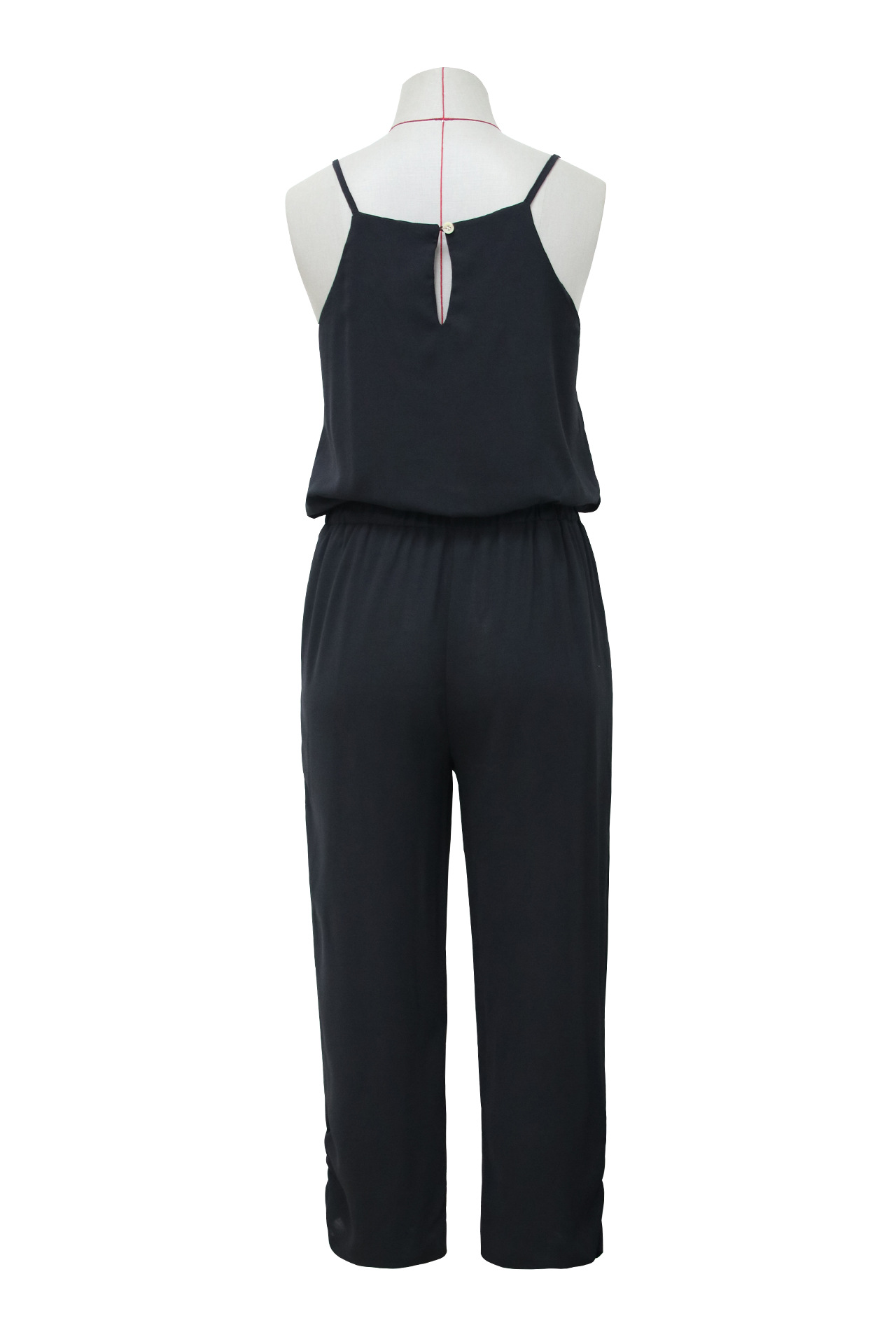 Sexy Solid Color V-neck Brace Pleating Backless Pocket Casual Jumpsuit - Jumpsuits & Rompers - Uniqistic.com