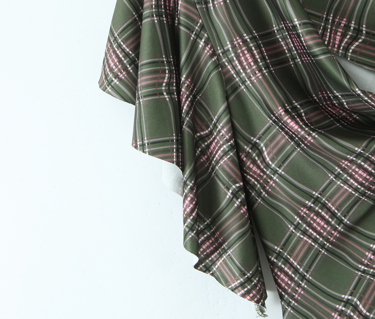 Early Spring Shoulder Diagonal Collar Retro Plaid High Elastic Irregular Asymmetric Design Dress