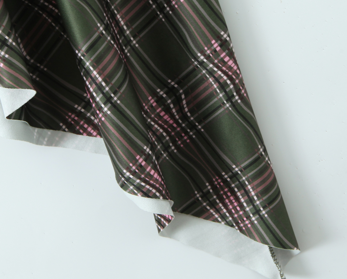 Early Spring Shoulder Diagonal Collar Retro Plaid High Elastic Irregular Asymmetric Design Dress