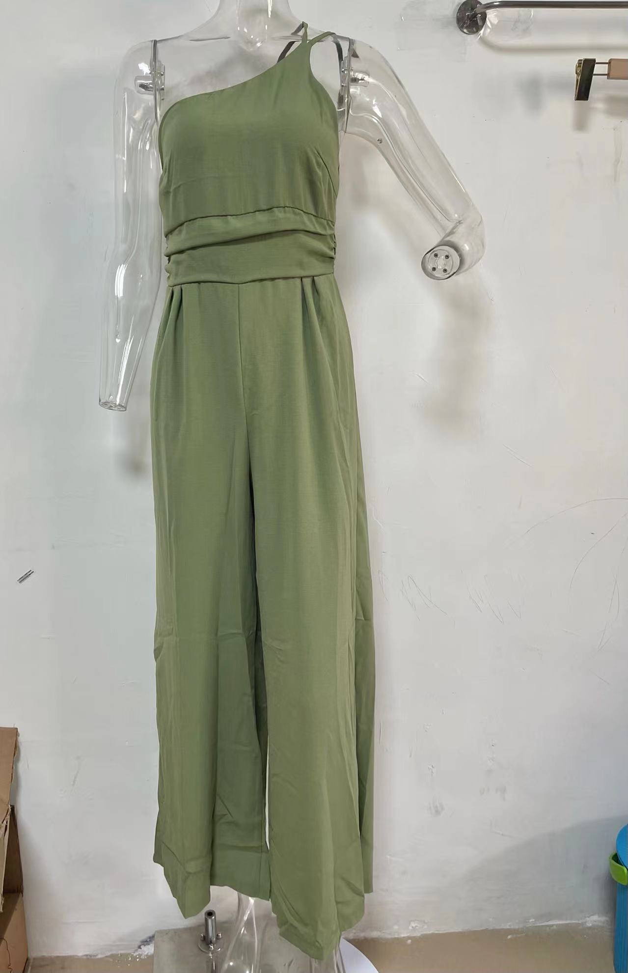 Solid Color Loose Wide-Leg Cotton Linen Jumpsuit - Jumpsuits & Rompers - Uniqistic.com