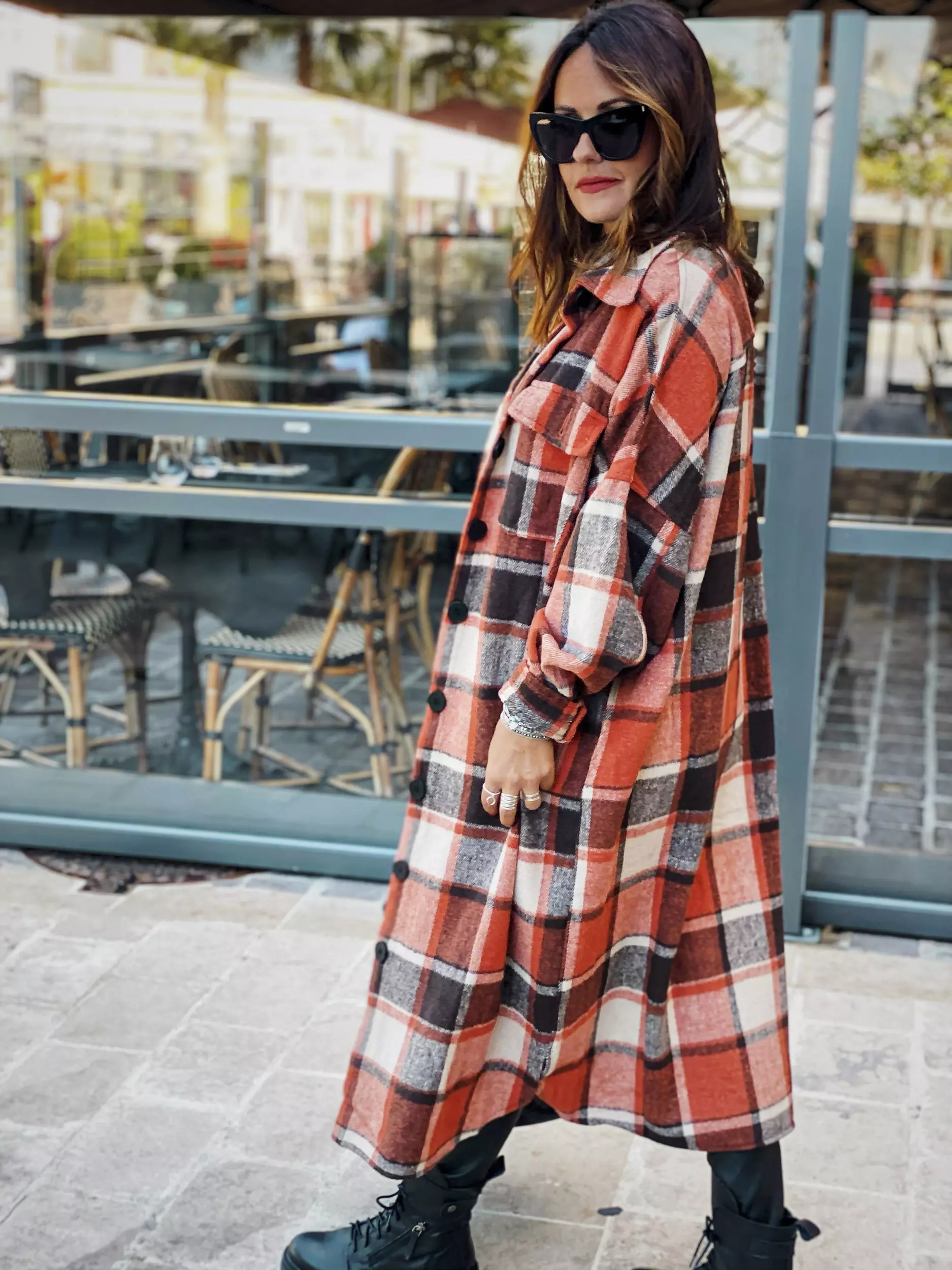 Windbreaker Side Slit Lapel Slim Fit Women Woolen Plaid Coat - Coats & Jackets - Uniqistic.com