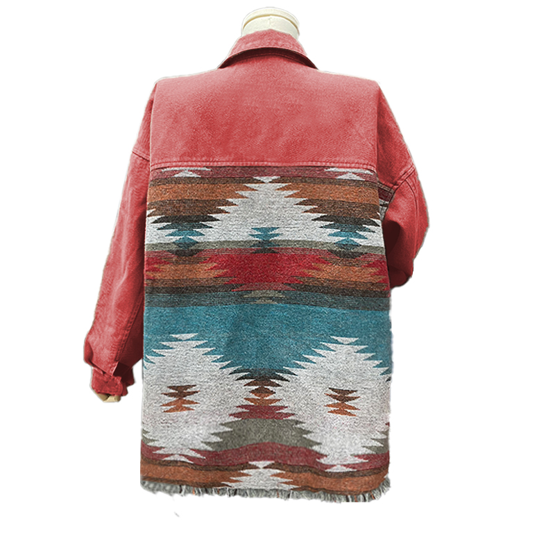 Long Sleeve Aztec Collared Loose Jacket - Coats & Jackets - Uniqistic.com