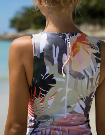 Plant print one-piece suit high cut swimwear in Cut out Bikini