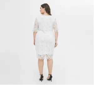 product - wholesale Spring Summer Plus Size Dress Fresh Elegant Half Sleeve Lace Dress - 9