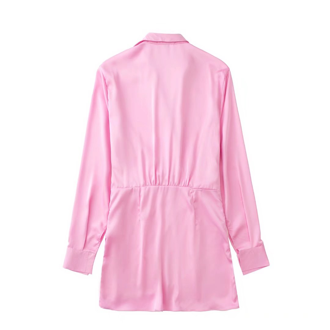 Casual Temperament Silk Satin Texture Shirt Dress - Dresses - Uniqistic.com