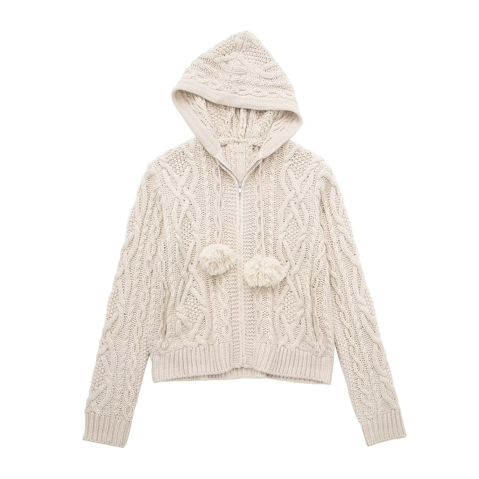Hooded Long Sleeve Zipper Knitted Cardigan Sweater - Sweaters - Uniqistic.com