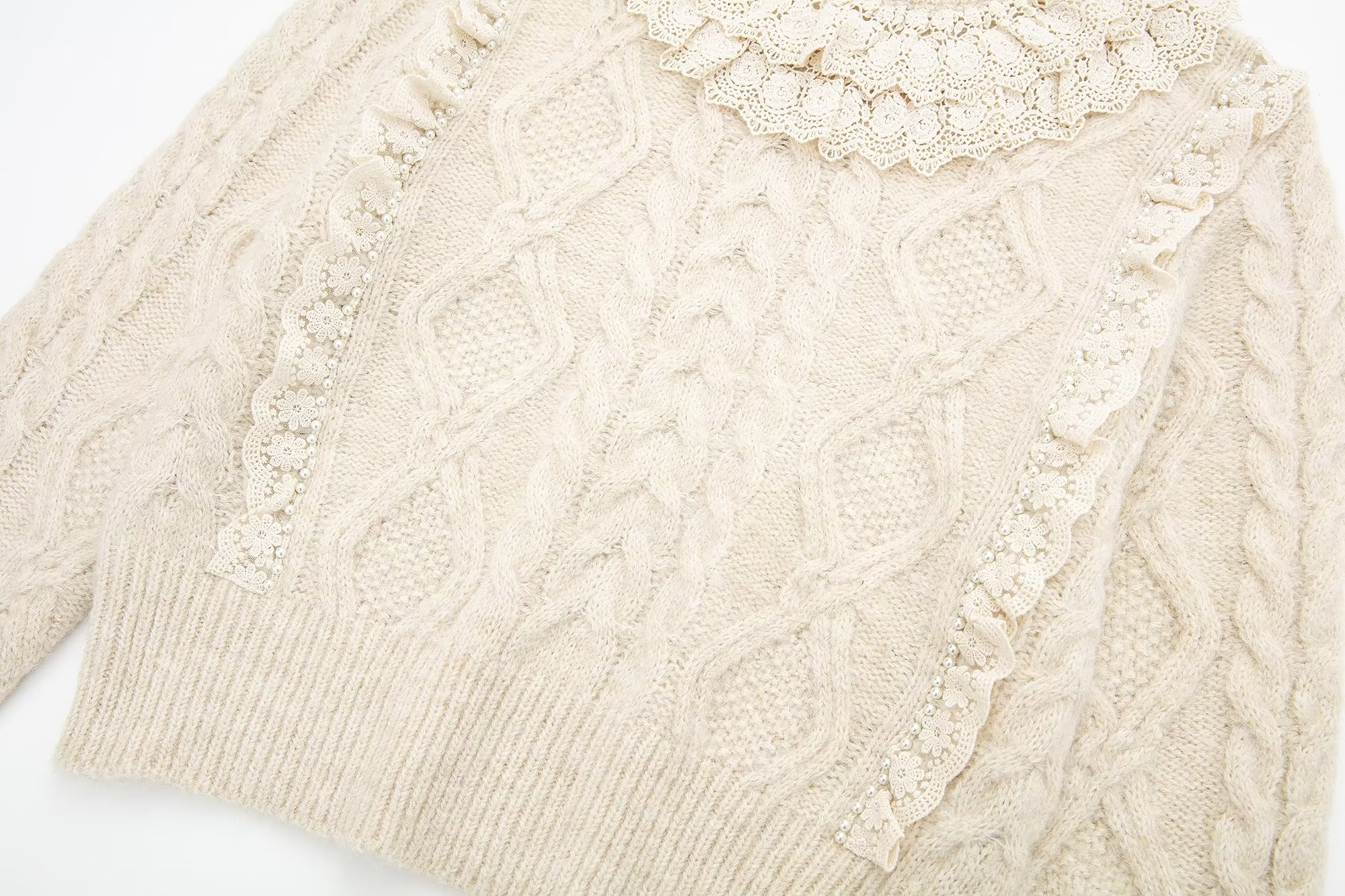 Woven Decorative Round Neck Pullover - Sweaters - Uniqistic.com