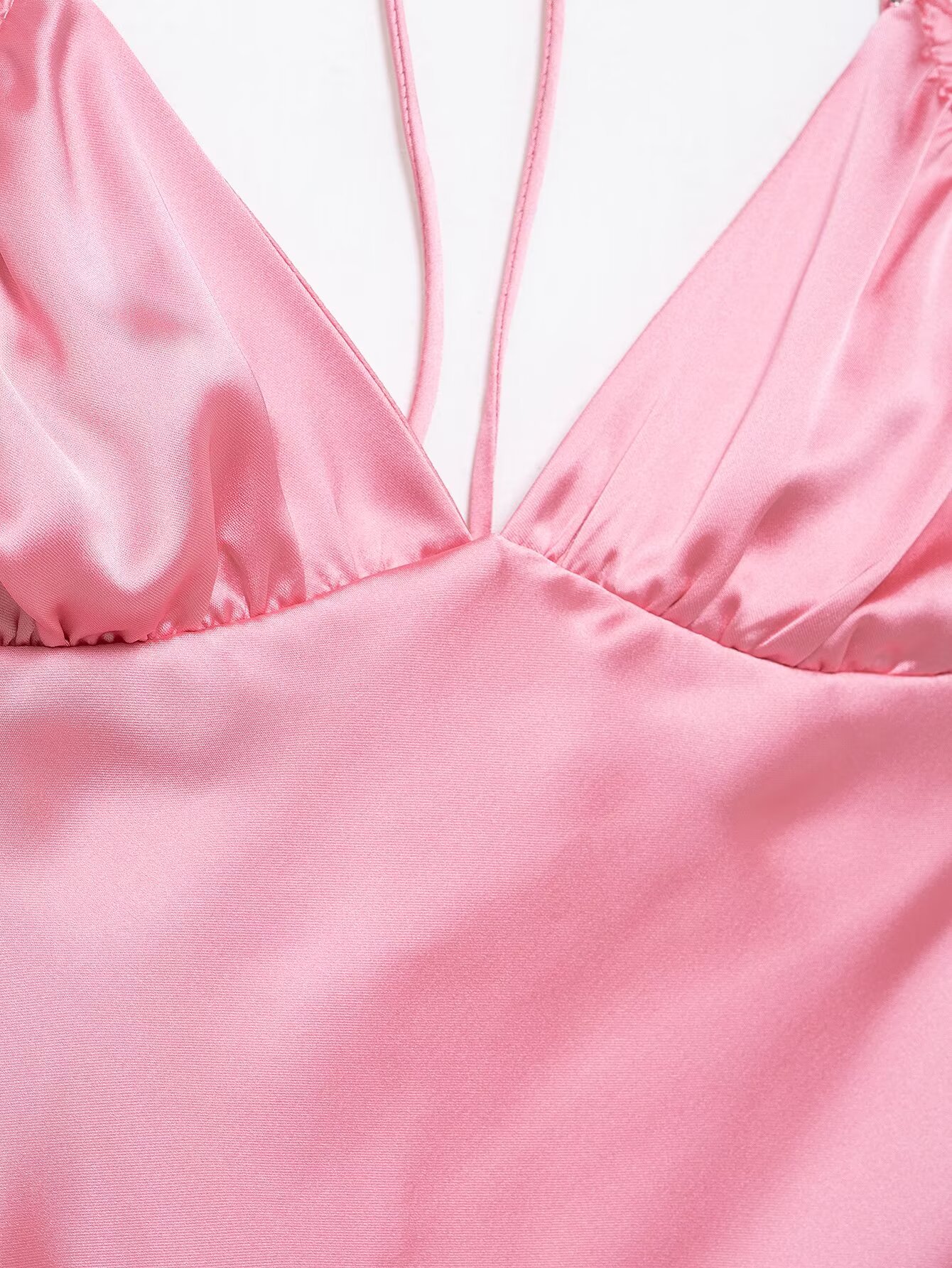 Spring Summer Sexy Suspender Silk Satin Texture Halter Dress