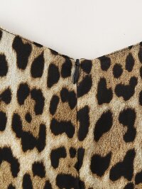 Women Clothing Summer Casual Animal Print Short Sleeve Mid Length Dress Women
