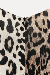 Women Clothing Summer Casual Animal Print Short Sleeve Mid Length Dress Women