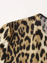 Women Clothing Summer Casual Animal Print Short Sleeve Mid Length Dress Women