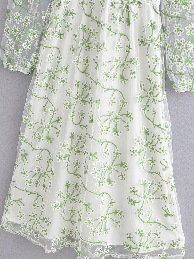 Lace Embroidered Printed Long Sleeve V-Neck Bohemian Dress - Dresses - Uniqistic.com