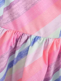 Summer Ribbon Patchwork Stripes Shoulder Tiered Dress