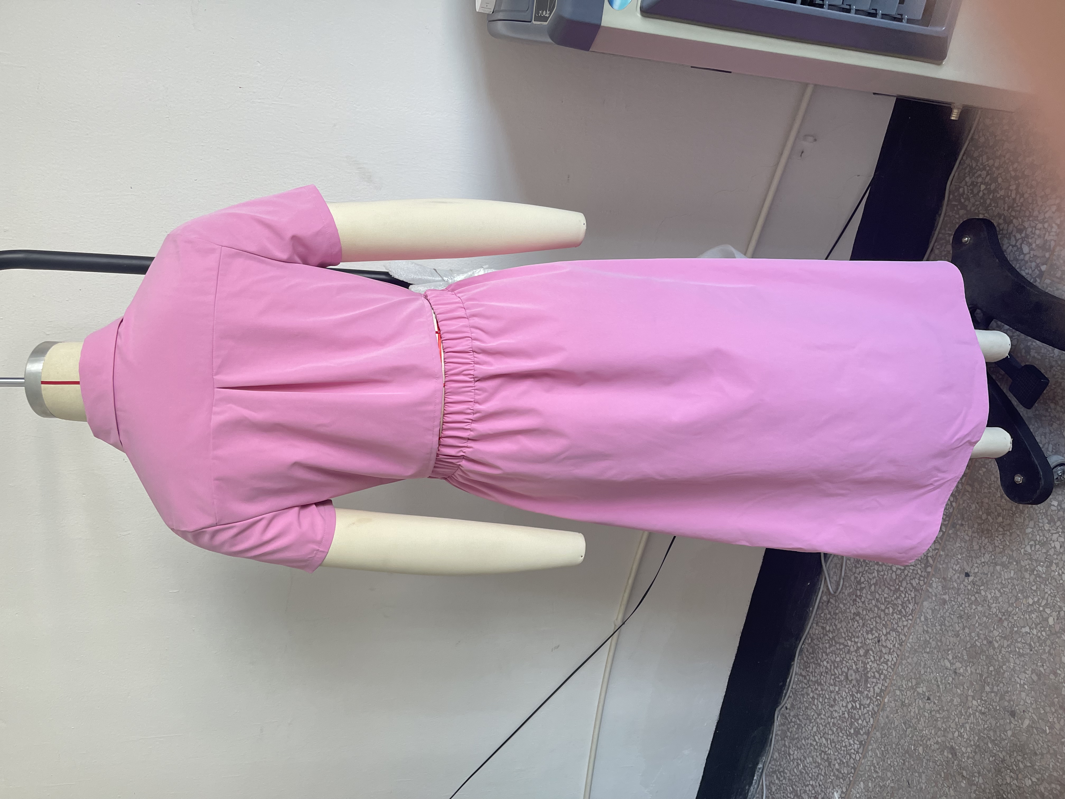Women Clothing Collared Back Hollow-out Cropped Shirt Dress