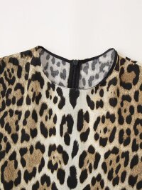 Women Clothing Summer Casual Animal Print Short Sleeve Mid Length Dress Women