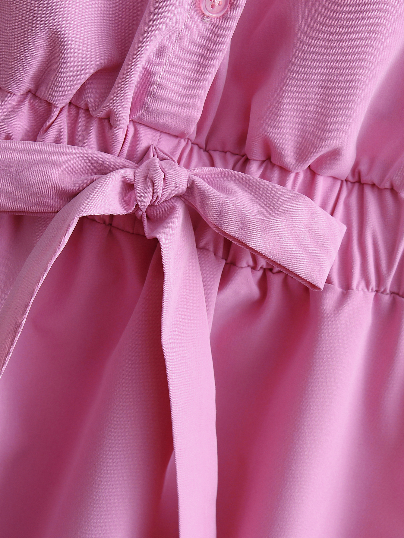 Women Clothing Collared Back Hollow-out Cropped Shirt Dress