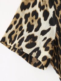 Women Clothing Summer Casual Animal Print Short Sleeve Mid Length Dress Women